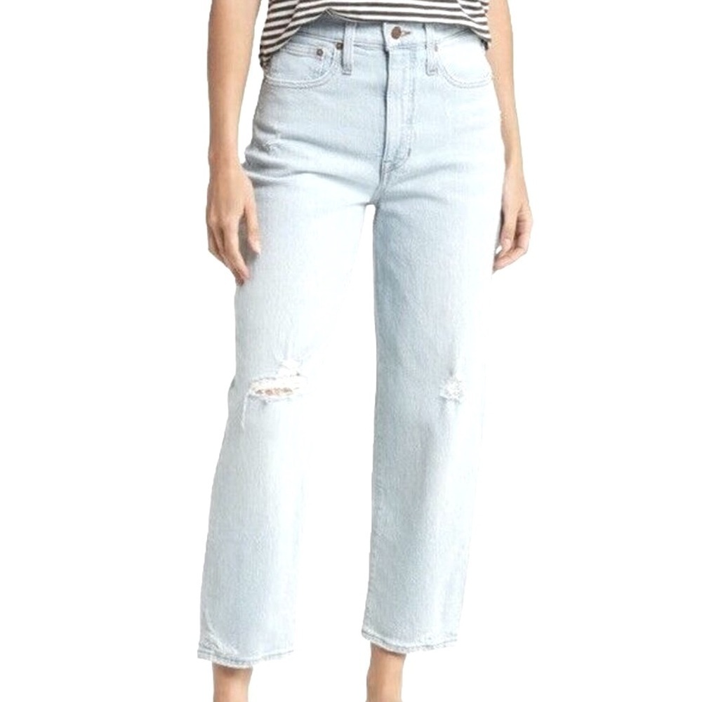 Madewell Balloon Ripped High Waist Crop Jeans Women’s Size 25P Barrel Leg Trendy